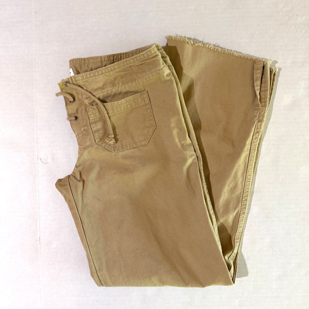 VTG 90s Abercrombie & Fitch Ultra Low Rise Lace Front Khaki Capri Pants, 00